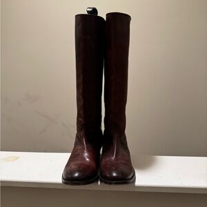 Tall Leather Riding Boots in Dark Brown